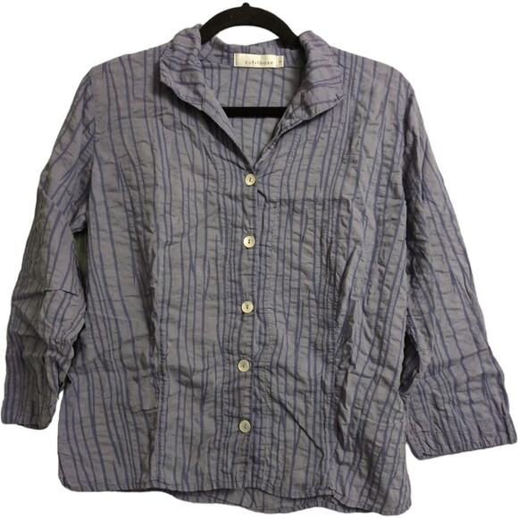 cut loose Tops - Cut Loose Purple Stripe Pattern Plaid Button Down Shirt Size S